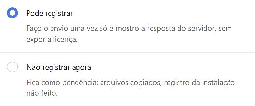 Claude apresenta as opções Pode registrar e Não registrar agora